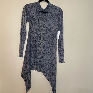NWT open front cardigan, grey and black, size small